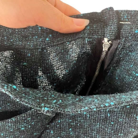 Vintage 70s Black Teal Knit Straight Skirt 6 - Picture 4 of 7